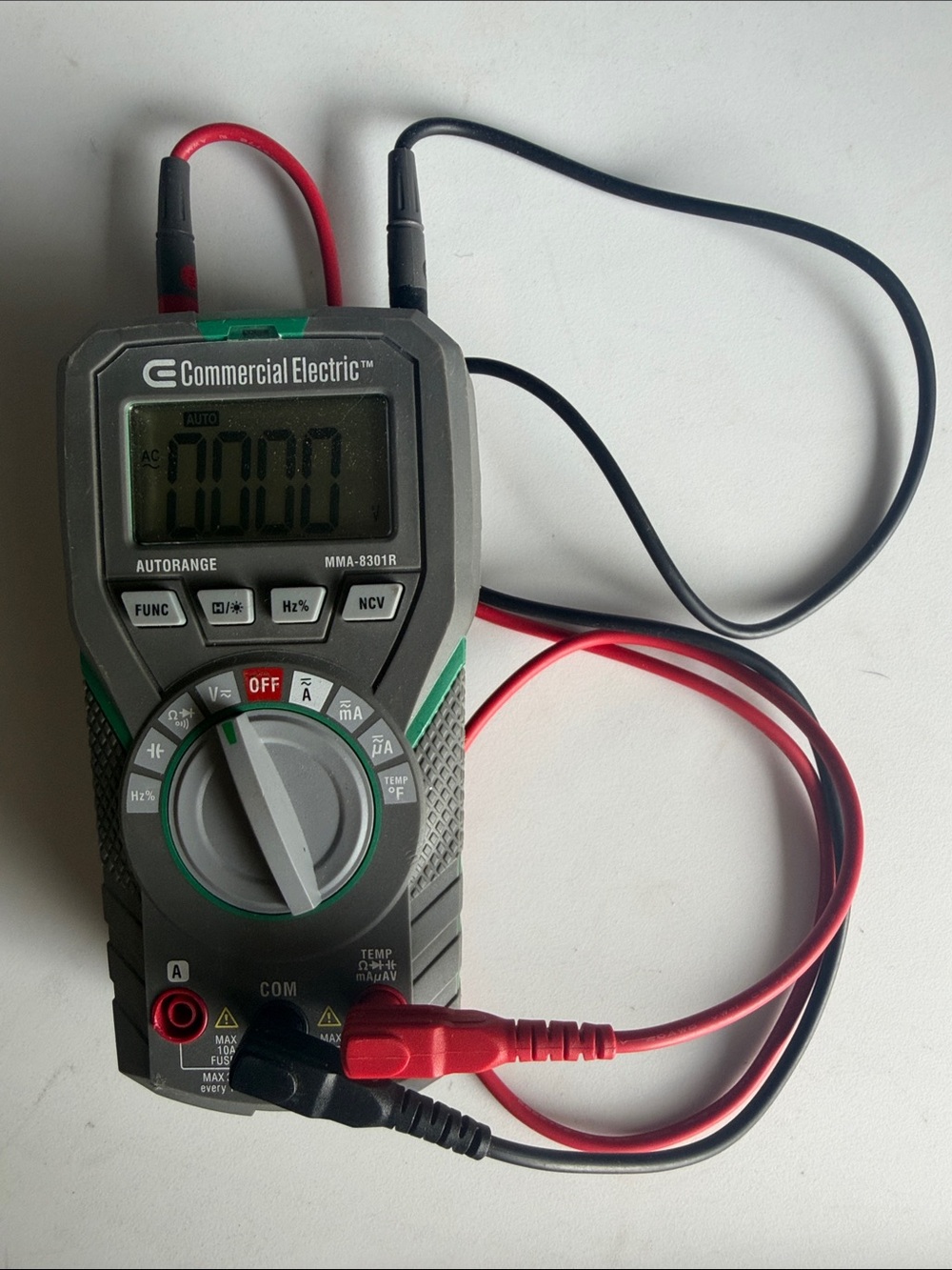 Commercial Electric Digital Multimeter - Gray with Green Accents
